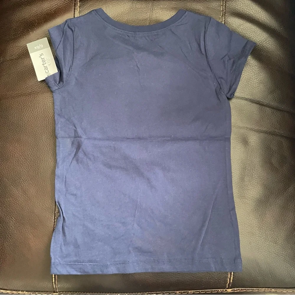Carter's Navy Blue T-Shirt with Gold Heart Design